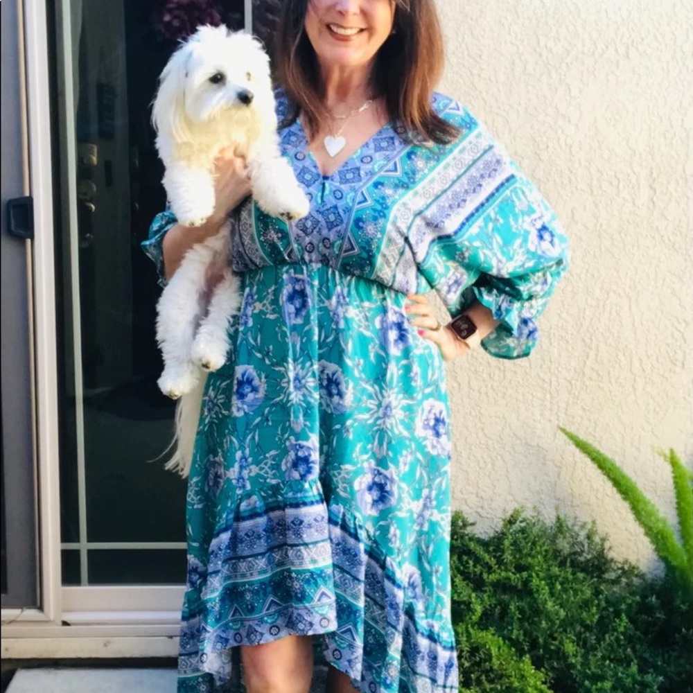 V Neck Midi Dress